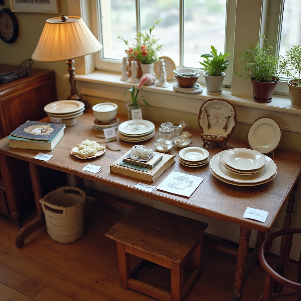 Oggetti selezionati e raggruppati in lotti per mercatino dell'usato